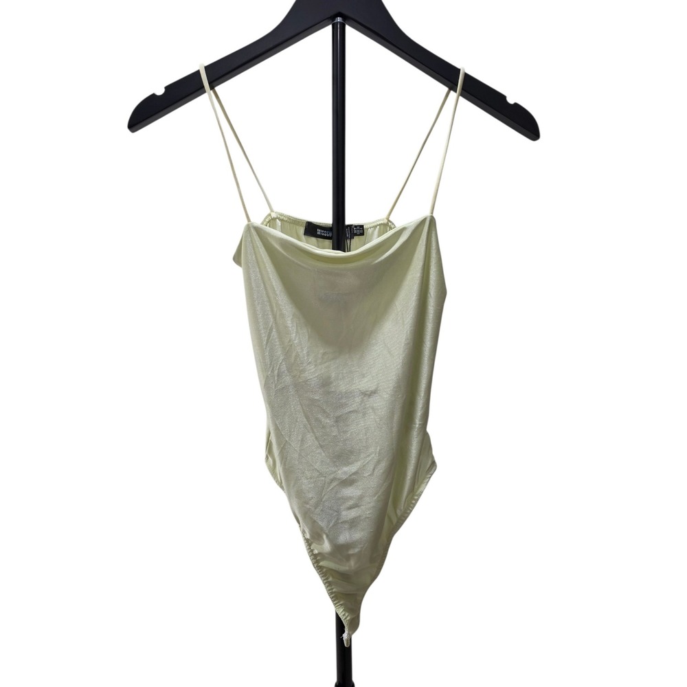 Missguided Slinky Straight Neck Bodysuit Green US 4 TJF181131-8